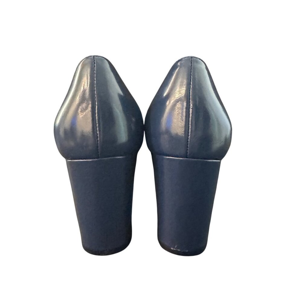 Stuart Weitzman Pointed Toe Leather Block Heel Pu… - image 5